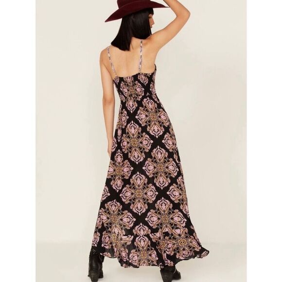 NEW Intimately by Free People Womens Small That Moment Black Pink Slip Lace Maxi - Picture 7 of 10